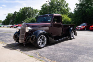 restomod 1936 dodge truck parked outside NFI Empire